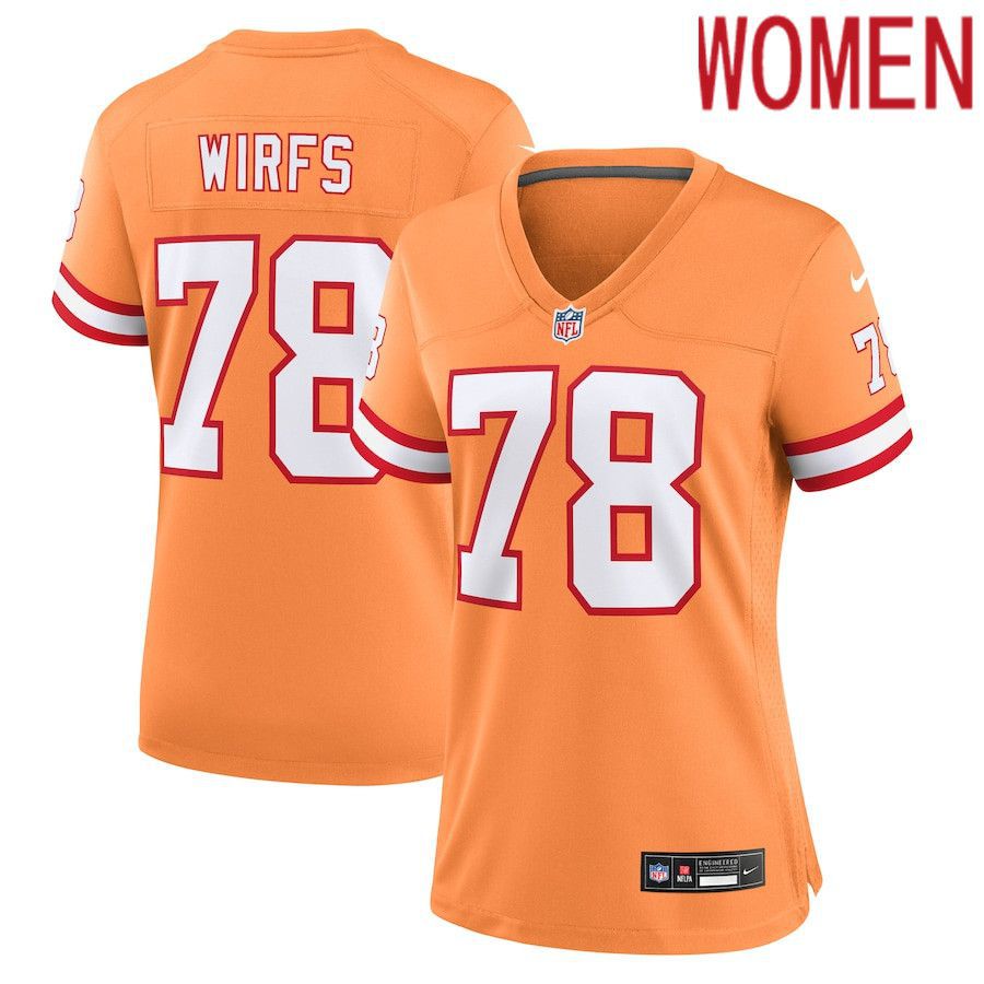 Women Tampa Bay Buccaneers 78 Tristan Wirfs Nike Orange Throwback Game NFL Jersey